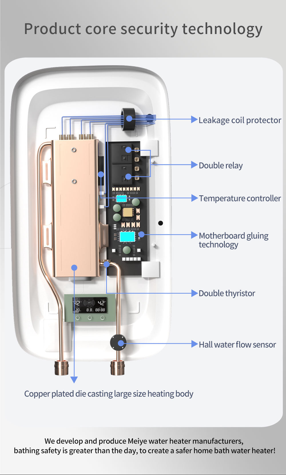 220-240V 7000W-8500W Touch control water hot shower heater electric wall mounted electric gyeser