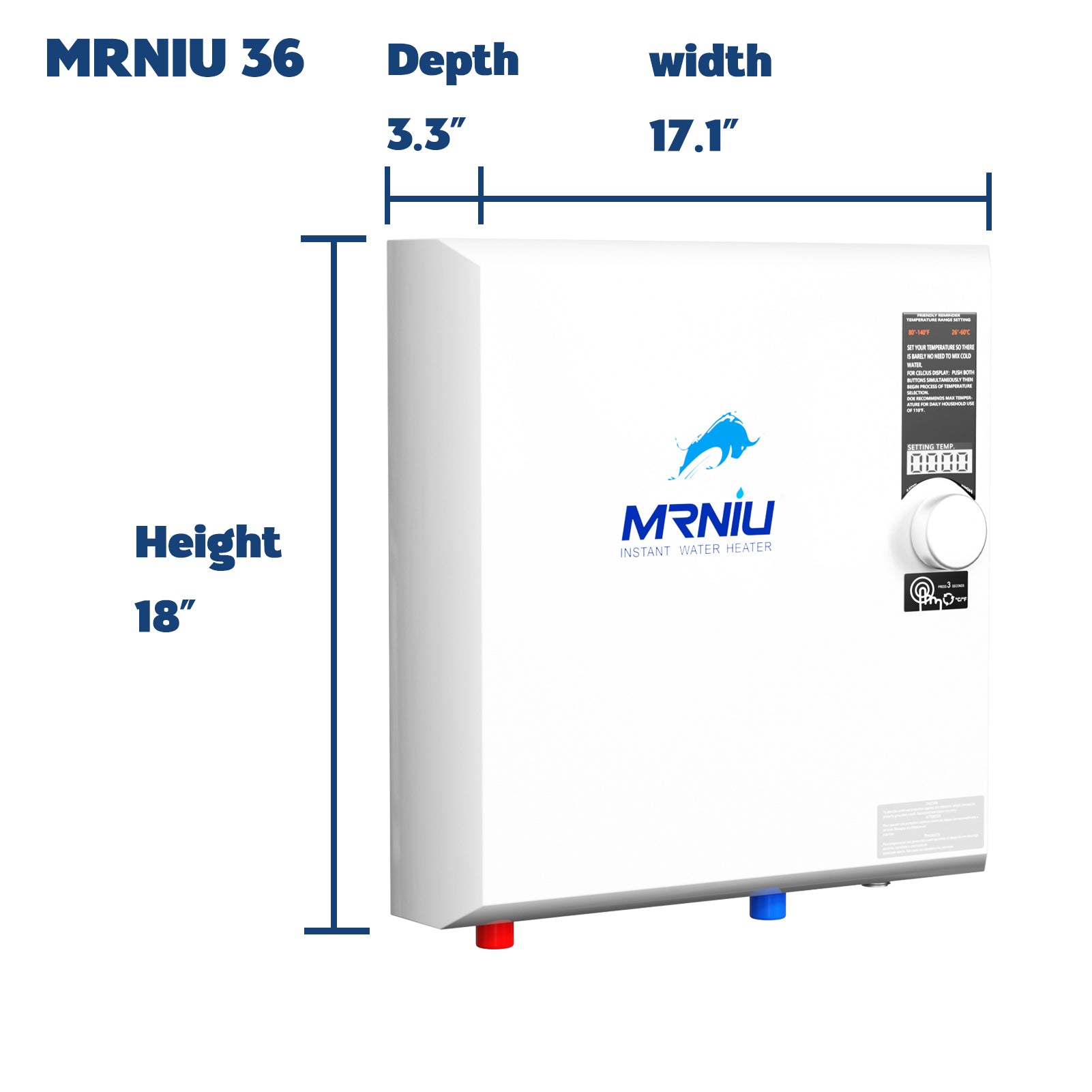 Mrniu 36 Tankless Water Heater, Electric, 240V 36-kW