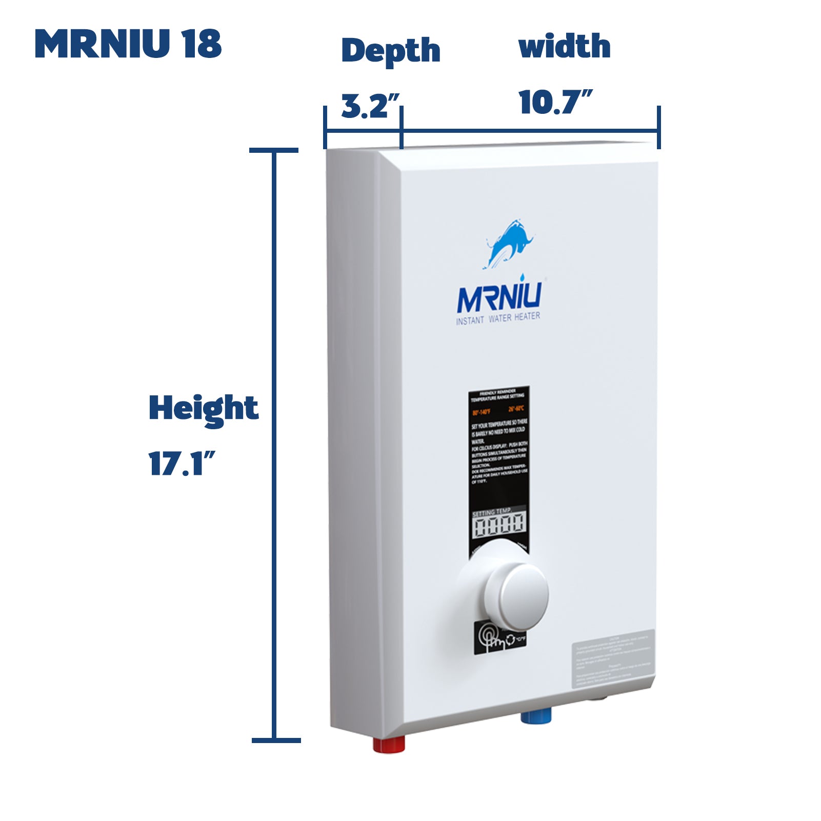 Mrniu 18 Tankless Water Heater, Electric, 240V 18-kW