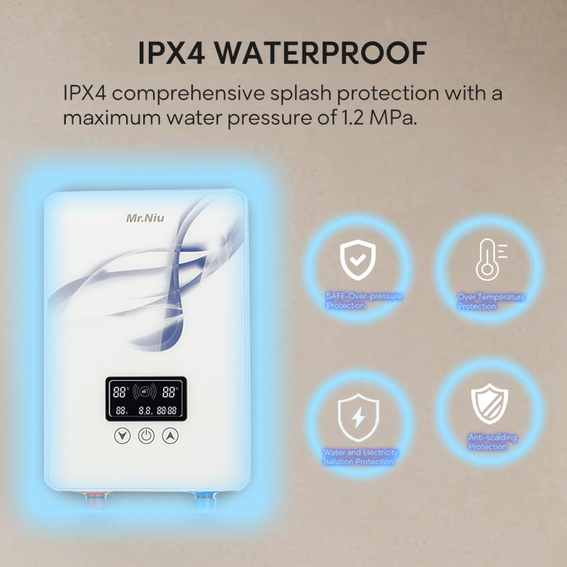 MR.NIU 7kw-8.5kw chauffe eau electrique household shower hot water heater instant electric tankless water heater geyser