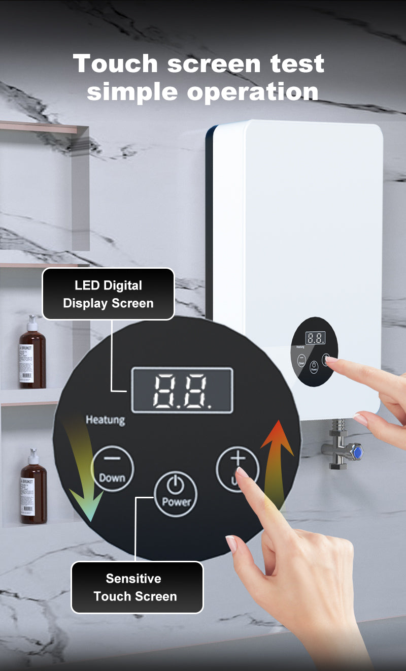 Mr.niu 220v 50/60hz led digital display touch control instant electric hot shower water heater under sink